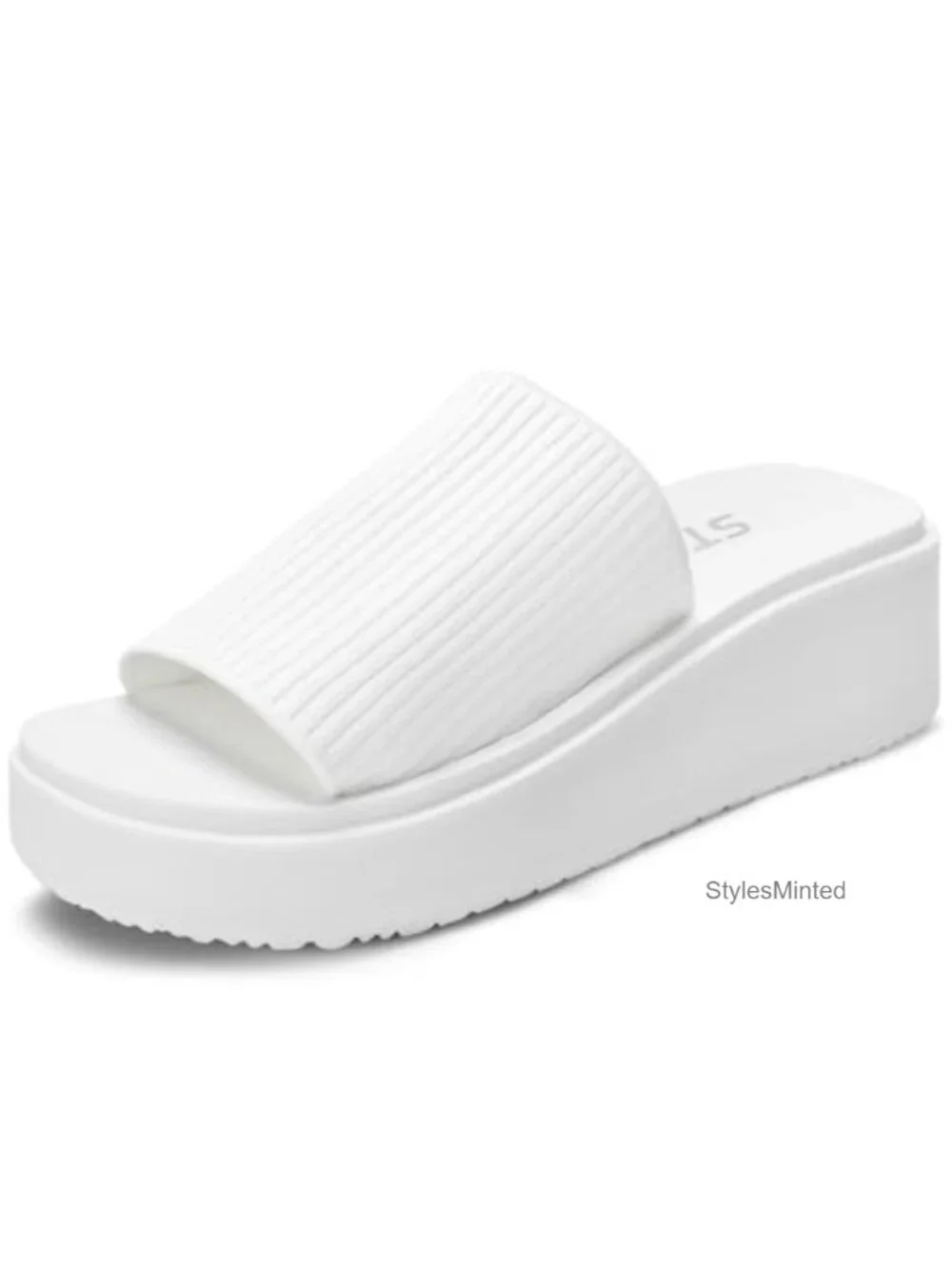 Women's Platform Memory Foam Slide Sandals Chunky Casual